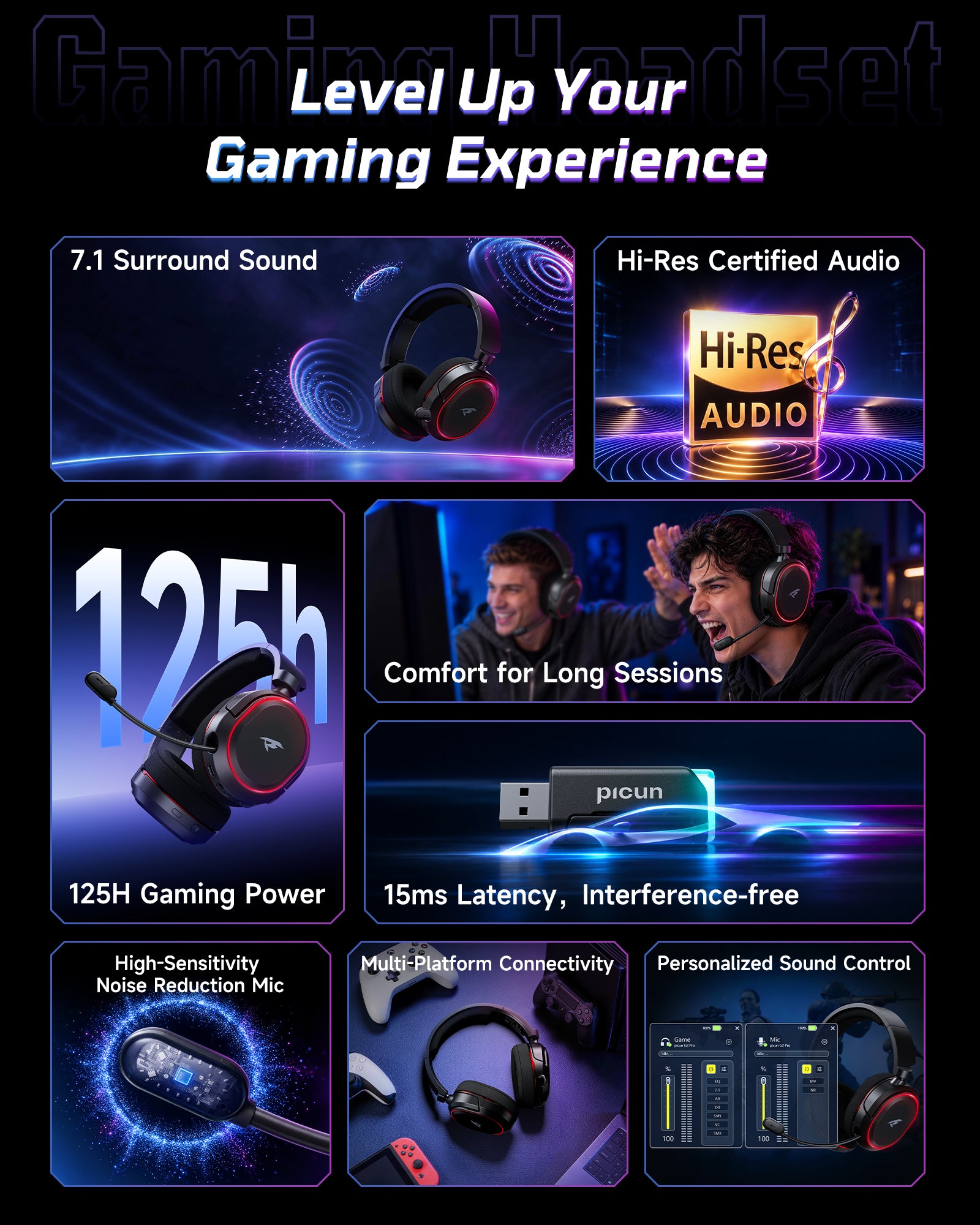 Picun G2Pro 2.4GHz Gaming Headset