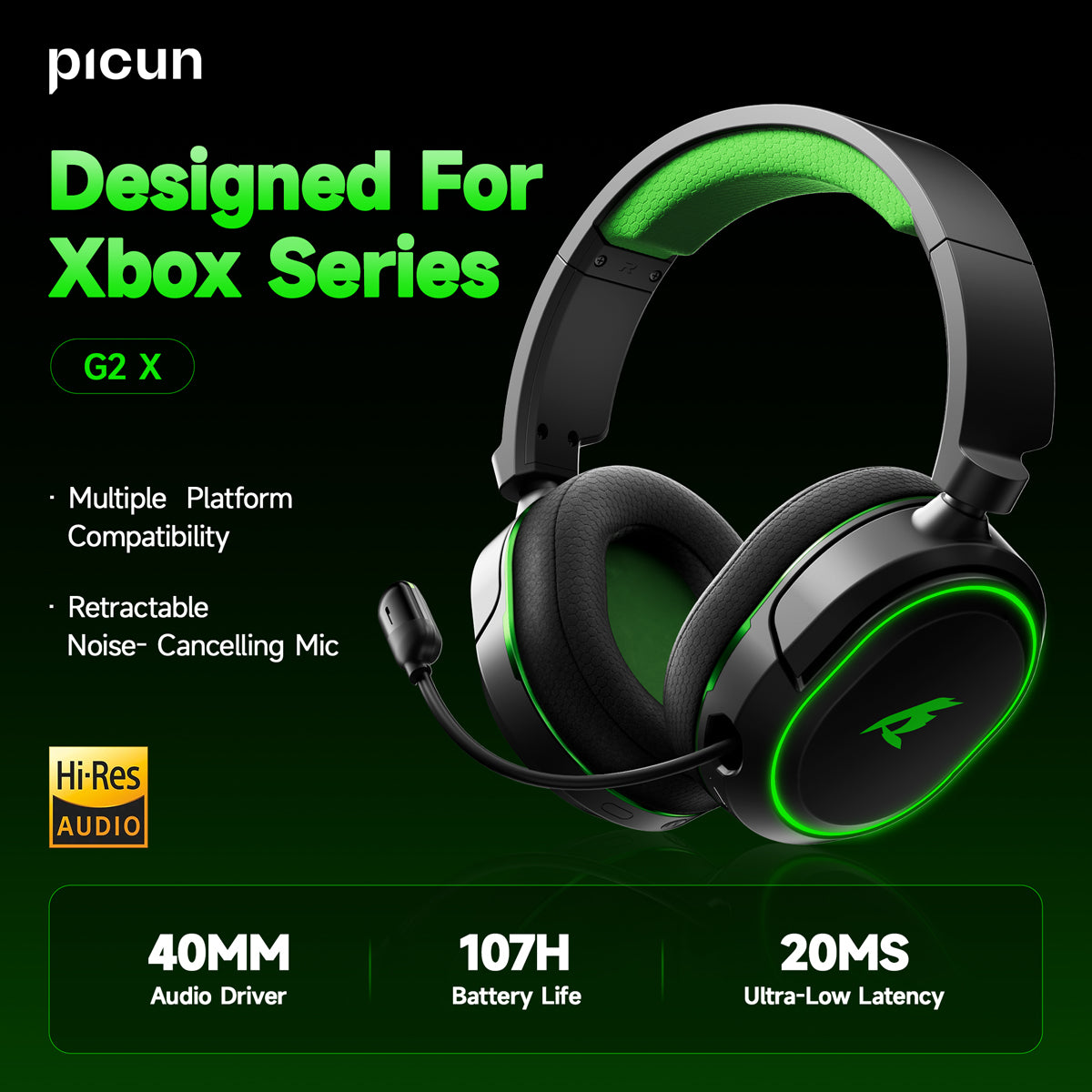 Picun G2X 2.4GHz Wireless Gaming Headset